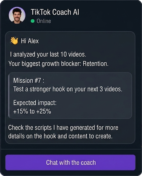 AI TikTok coach chat interface